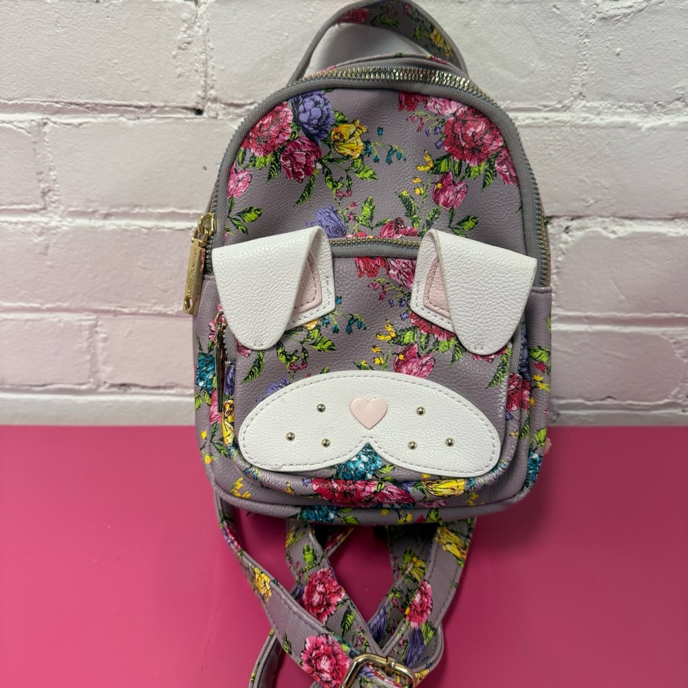 Betsey Johnson Kitsch Mini Backpack Floral Bunny Ears Face
